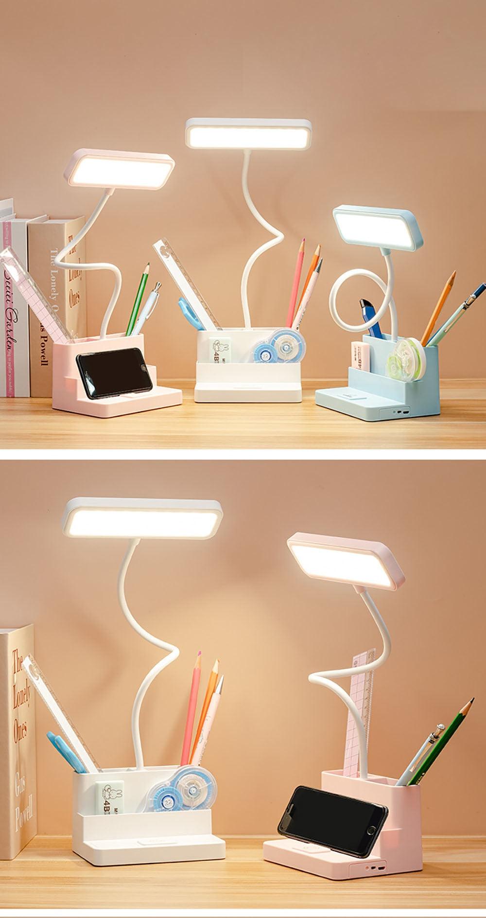 LED Table Lamp With Pen Storage Eye Protection Stepless Dimming Desk Lamp Study Children Smart LED Bedside Lamp Light Decorative Table Lamp Cute Study Lamps for Bedroom Décor Stevvex