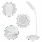 LED Three-Speed Touch Dimming Reading Lamp USB Charging Plug-in White Warm Eye Protection Student Table Light Study Night Light Decorative Table Lamp Cute Study Lamps for Bedroom Décor Stevvex