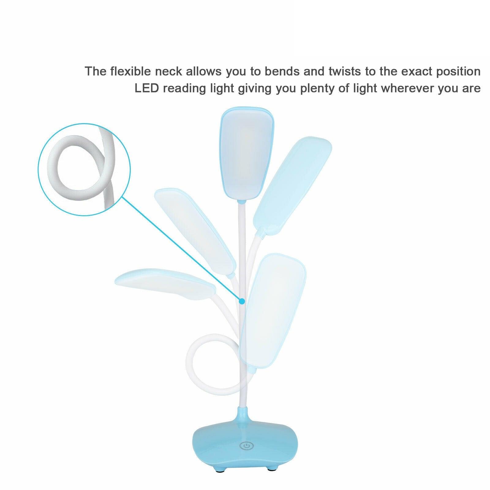 LED Three-Speed Touch Dimming Reading Lamp USB Charging Plug-in White Warm Eye Protection Student Table Light Study Night Light Decorative Table Lamp Cute Study Lamps for Bedroom Décor Stevvex