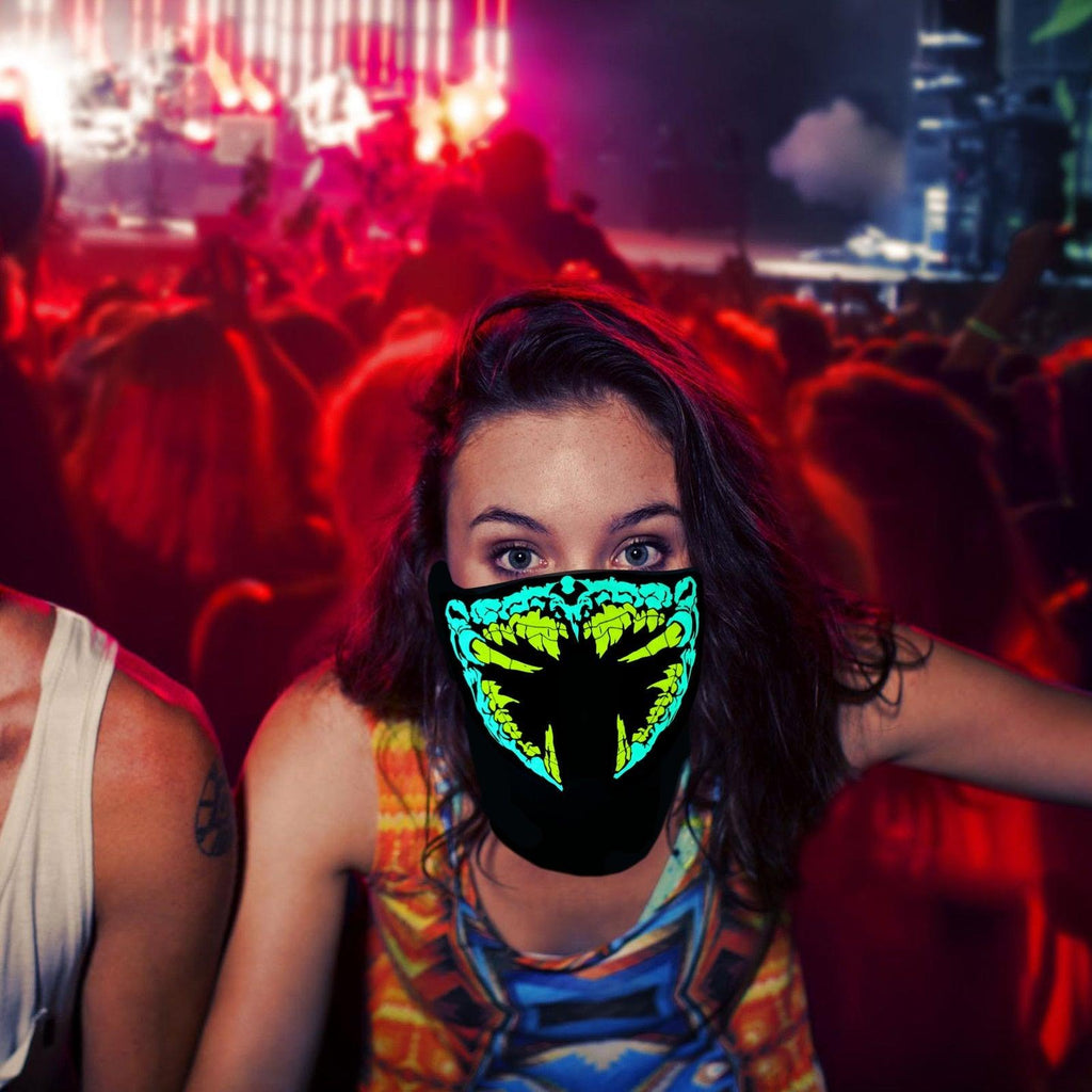 LED Warm Headgear ED Face Mask Party Masks Light Up Dance Halloween Cosplay Easter Rave Mask Luminous Costume Washable Foldable  Luminous Cool Party Mask Activated Light Up Mask Led Music Party Mask Led Music Mask for Festival Party Stevvex
