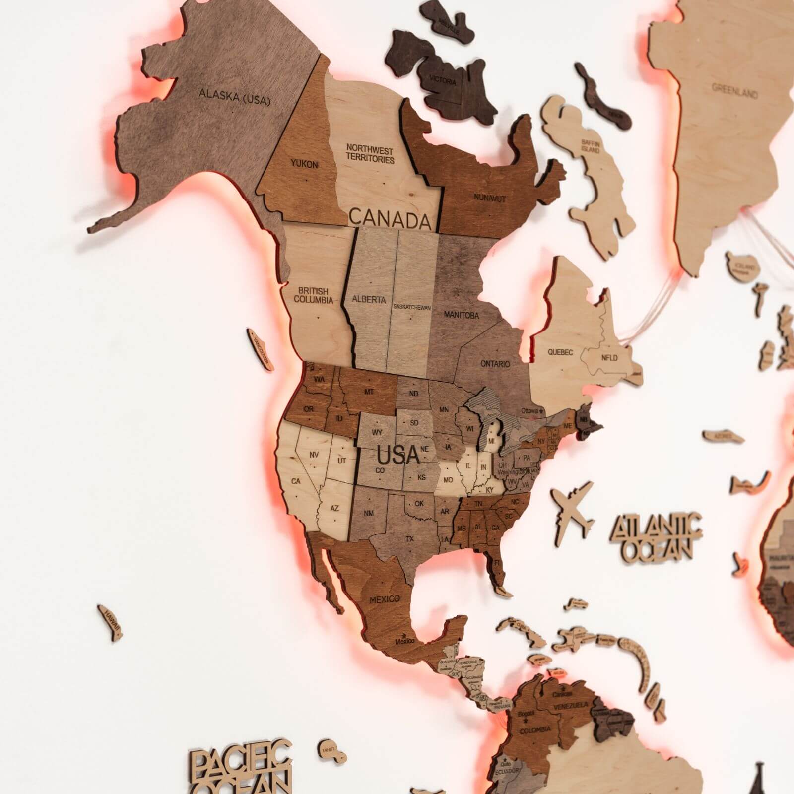 3D LED Wooden World Map 3.0 Multicolor - SJB-DIAMOND ELITES