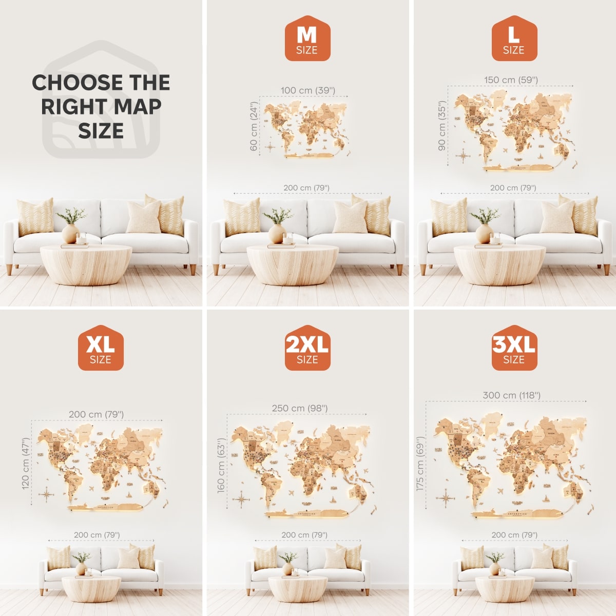 3D LED Wooden World Map 3.0 Gold - SJB-DIAMOND ELITES