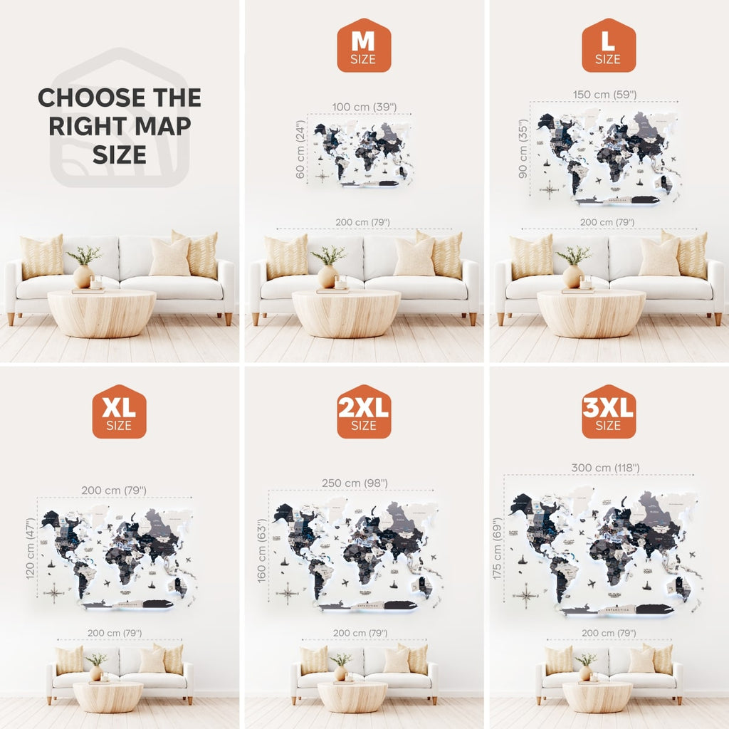 3D LED / LUMINOUS Wooden World Map 3.0 Nordik - SJB-DIAMOND ELITES