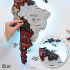 3D LED / LUMINOUS Wooden World Map 3.0 Urban - SJB-DIAMOND ELITES
