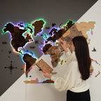 3D LED Wooden World Map 2.0 (with acrylic background) Enjoy The Wood