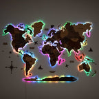 3D LED Wooden World Map 2.0 (with acrylic background) Enjoy The Wood