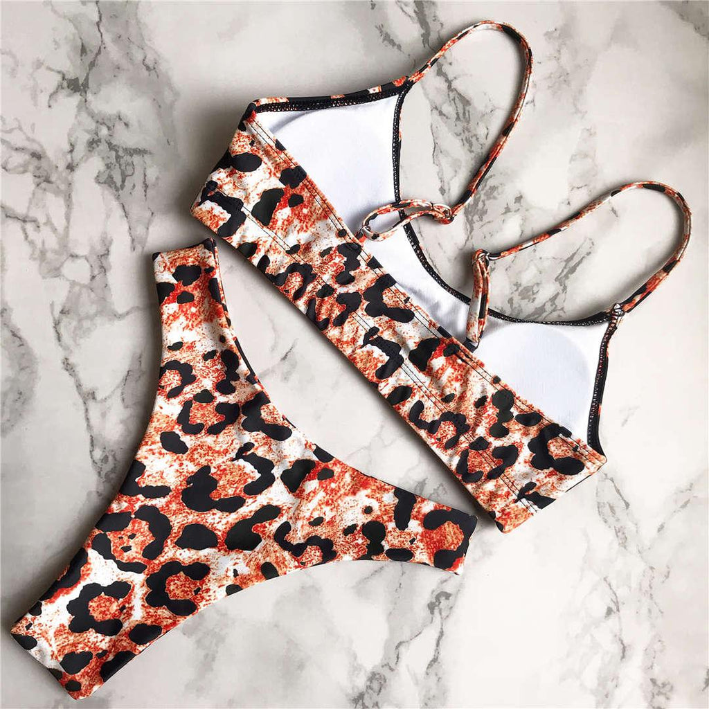 Leopard Bikini Women Swimwear Female Swimsuit Two-piece Bikini Set Comfortable Bathing Suit Swim Lady High Waist Bikini Set For Women Athletic Two Piece Soft Swimsuit Sporty Scoop Neck Bathing Suit Stevvex