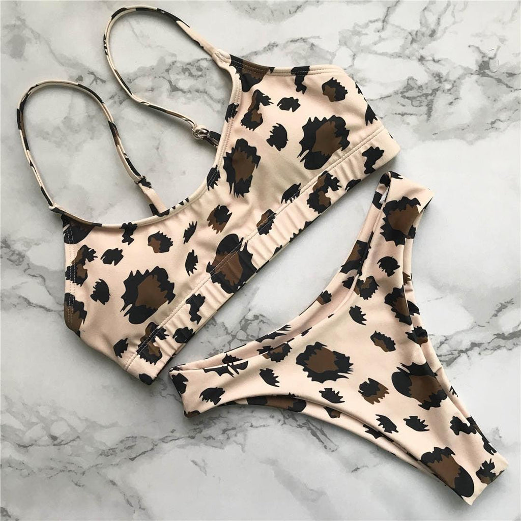 Leopard Bikini Women Swimwear Female Swimsuit Two-piece Bikini Set Comfortable Bathing Suit Swim Lady High Waist Bikini Set For Women Athletic Two Piece Soft Swimsuit Sporty Scoop Neck Bathing Suit Stevvex