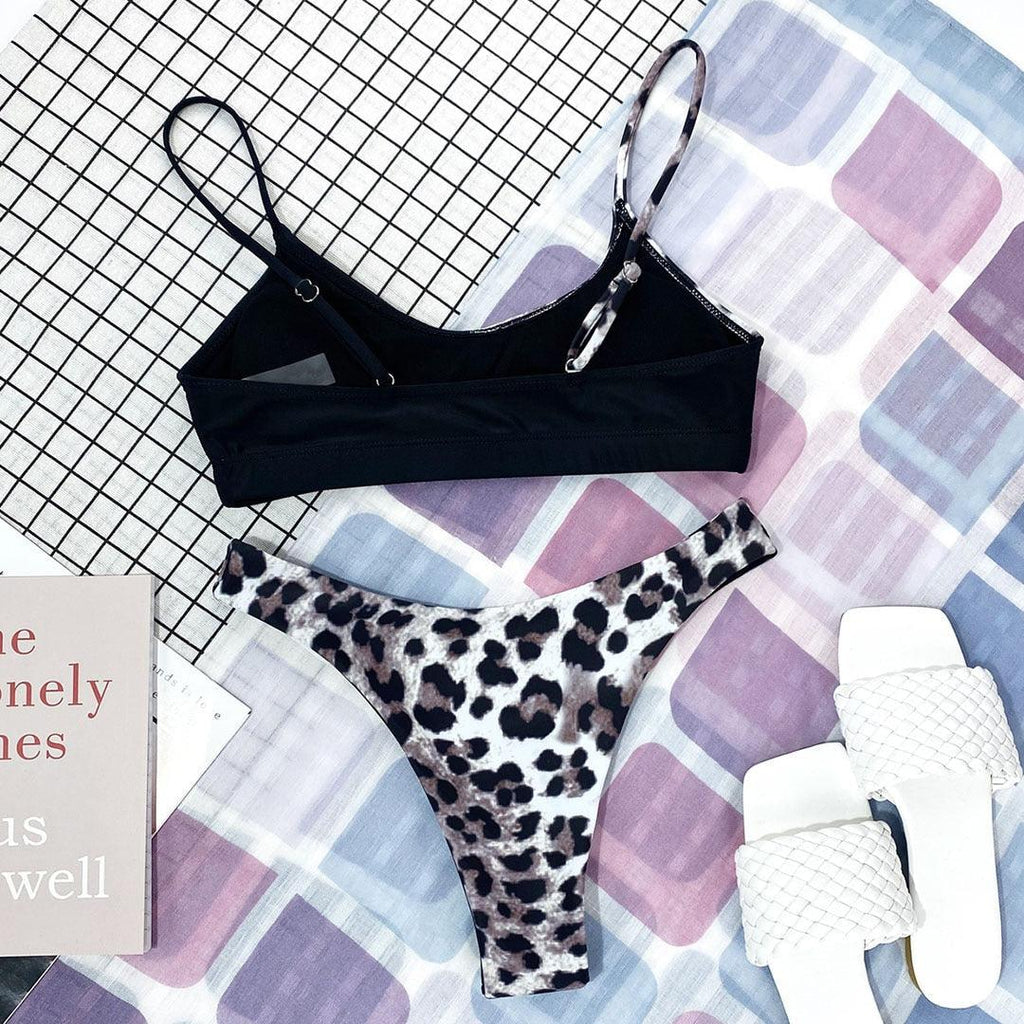 Leopard Bikini Women Swimwear Female Swimsuit Two-piece Bikini Set Comfortable Bathing Suit Swim Lady High Waist Bikini Set For Women Athletic Two Piece Soft Swimsuit Sporty Scoop Neck Bathing Suit Stevvex