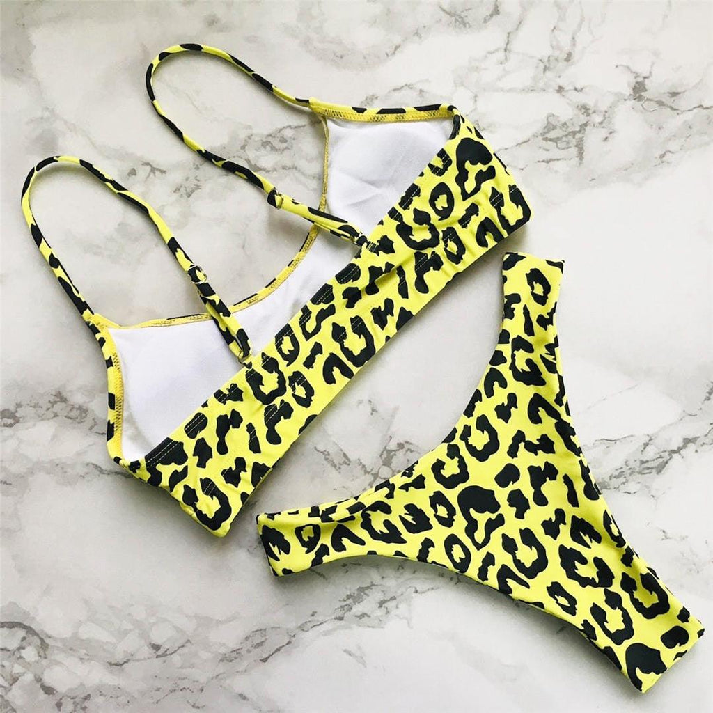 Leopard Bikini Women Swimwear Female Swimsuit Two-piece Bikini Set Comfortable Bathing Suit Swim Lady High Waist Bikini Set For Women Athletic Two Piece Soft Swimsuit Sporty Scoop Neck Bathing Suit Stevvex