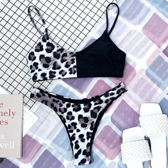 Leopard Bikini Women Swimwear Female Swimsuit Two-piece Bikini Set Comfortable Bathing Suit Swim Lady High Waist Bikini Set For Women Athletic Two Piece Soft Swimsuit Sporty Scoop Neck Bathing Suit Stevvex