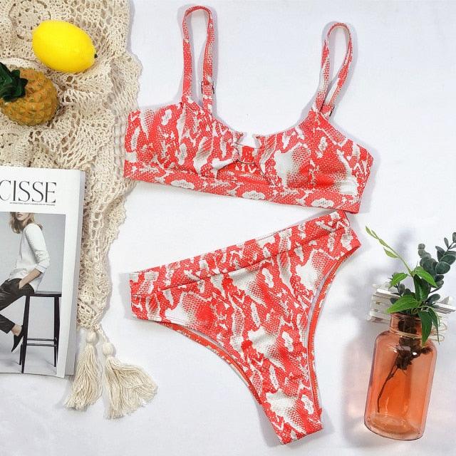Leopard Bikinis Bikini Swimming Women's Bathing Suits Push Up Swimsuit Women's Padded Underwire Bikini  Wire Push Up Bathing Suit Leopard Printed High Cut Vintage Swimsuit Stevvex