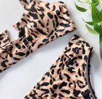 Leopard Bikinis Bikini Swimming Women's Bathing Suits Push Up Swimsuit Women's Padded Underwire Bikini  Wire Push Up Bathing Suit Leopard Printed High Cut Vintage Swimsuit Stevvex