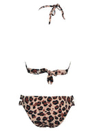 Leopard Bikinis Women Summer Swimsuit Strapless Bandage Bathing Suits Women's Halter Triangle Bikini Bottom Soft Two Piece Swimsuits Low Waist Push Up Bikini Set Swimwear Stevvex