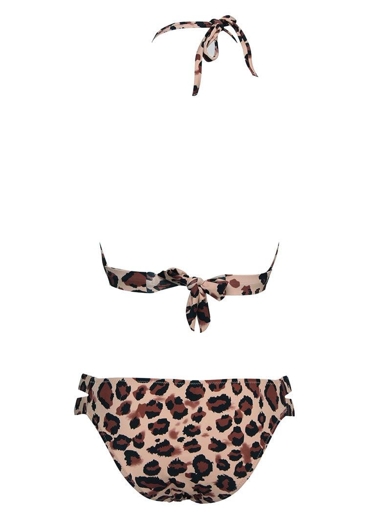 Leopard Bikinis Women Summer Swimsuit Strapless Bandage Bathing Suits Women's Halter Triangle Bikini Bottom Soft Two Piece Swimsuits Low Waist Push Up Bikini Set Swimwear Stevvex