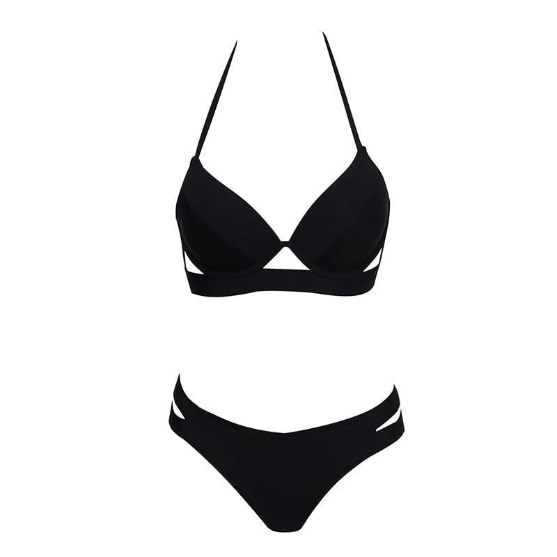 Leopard Bikinis Women Summer Swimsuit Strapless Bandage Bathing Suits Women's Halter Triangle Bikini Bottom Soft Two Piece Swimsuits Low Waist Push Up Bikini Set Swimwear Stevvex