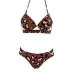 Leopard Bikinis Women Summer Swimsuit Strapless Bandage Bathing Suits Women's Halter Triangle Bikini Bottom Soft Two Piece Swimsuits Low Waist Push Up Bikini Set Swimwear Stevvex