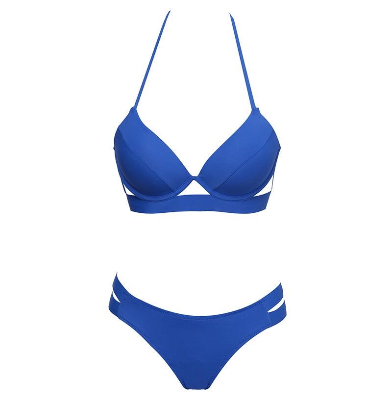 Leopard Bikinis Women Summer Swimsuit Strapless Bandage Bathing Suits Women's Halter Triangle Bikini Bottom Soft Two Piece Swimsuits Low Waist Push Up Bikini Set Swimwear Stevvex