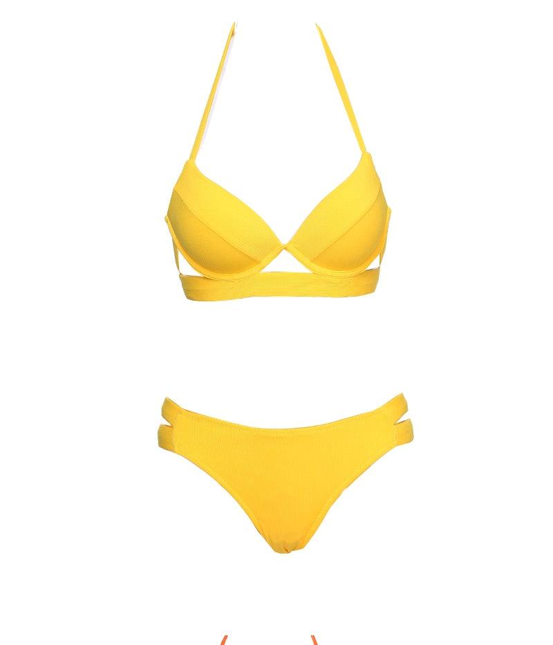 Leopard Bikinis Women Summer Swimsuit Strapless Bandage Bathing Suits Women's Halter Triangle Bikini Bottom Soft Two Piece Swimsuits Low Waist Push Up Bikini Set Swimwear Stevvex