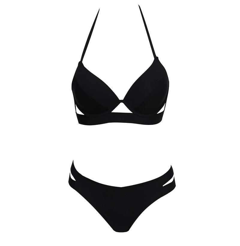 Leopard Bikinis Women Summer Swimsuit Strapless Bandage Bathing Suits Women's Halter Triangle Bikini Bottom Soft Two Piece Swimsuits Low Waist Push Up Bikini Set Swimwear Stevvex