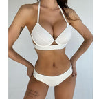 Leopard Bikinis Women Summer Swimsuit Strapless Bandage Bathing Suits Women's Halter Triangle Bikini Bottom Soft Two Piece Swimsuits Low Waist Push Up Bikini Set Swimwear Stevvex