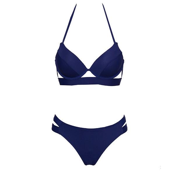 Leopard Bikinis Women Summer Swimsuit Strapless Bandage Bathing Suits Women's Halter Triangle Bikini Bottom Soft Two Piece Swimsuits Low Waist Push Up Bikini Set Swimwear Stevvex