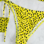Leopard Print 3 Piece Set Long Sleeves Swimsuit 3 Piece Swimsuit Set Halter High Waist Bathing Suit With Long Sleeve Swimwear Cover Up Women's Swimming Bikini Low Waist Swimwear Women Bathing Suit Stevvex