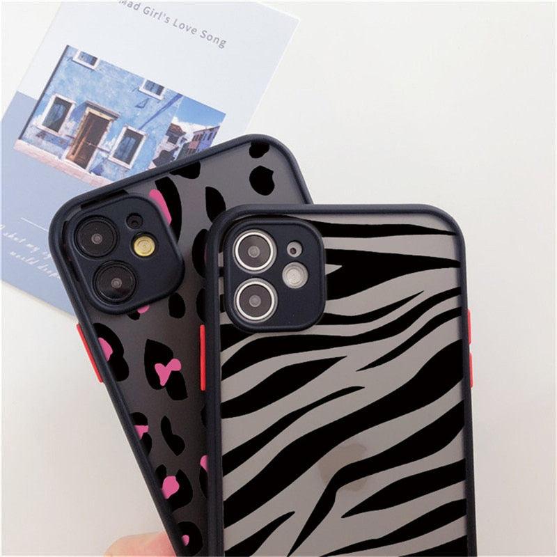 Leopard Print Elegant Pattern Protective Phone Case Translucent Hard Back With Silicone Leopard Pattern Phone Case For Iphone 11 Pro Max 12 13 Mini X Xs Max 7 8 Plus Mobile Phone Protective Case Stevvex