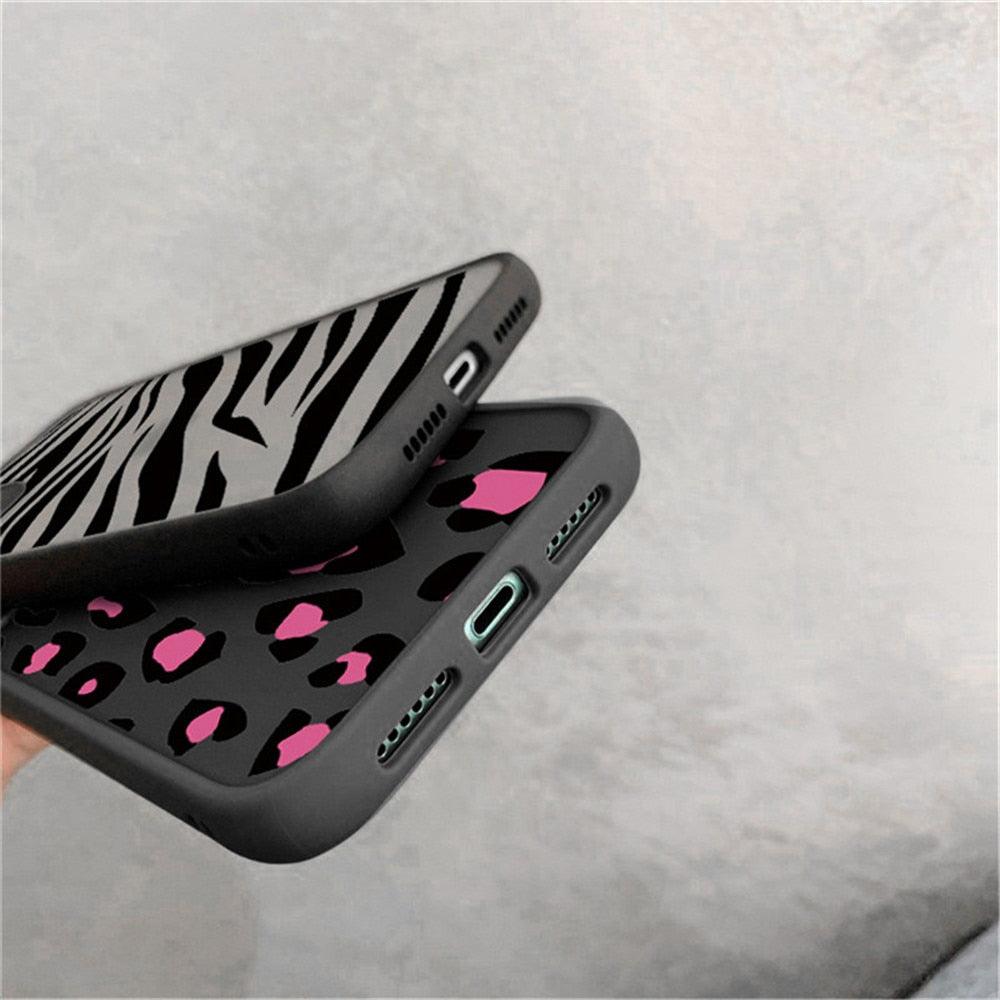 Leopard Print Elegant Pattern Protective Phone Case Translucent Hard Back With Silicone Leopard Pattern Phone Case For Iphone 11 Pro Max 12 13 Mini X Xs Max 7 8 Plus Mobile Phone Protective Case Stevvex