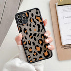 Leopard Print Elegant Pattern Protective Phone Case Translucent Hard Back With Silicone Leopard Pattern Phone Case For Iphone 11 Pro Max 12 13 Mini X Xs Max 7 8 Plus Mobile Phone Protective Case Stevvex