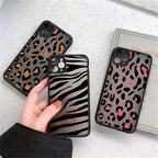 Leopard Print Elegant Pattern Protective Phone Case Translucent Hard Back With Silicone Leopard Pattern Phone Case For Iphone 11 Pro Max 12 13 Mini X Xs Max 7 8 Plus Mobile Phone Protective Case Stevvex