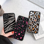 Leopard Print Elegant Pattern Protective Phone Case Translucent Hard Back With Silicone Leopard Pattern Phone Case For Iphone 11 Pro Max 12 13 Mini X Xs Max 7 8 Plus Mobile Phone Protective Case Stevvex