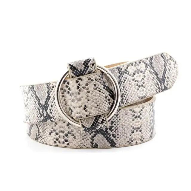 Leopard PU Leather Pattern 105cm Round Buckle Belt Women Trendy Dress Cute Classic Belts Stevvex