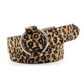 Leopard PU Leather Pattern 105cm Round Buckle Belt Women Trendy Dress Cute Classic Belts Stevvex