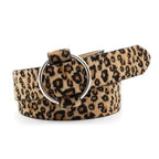 Leopard PU Leather Pattern 105cm Round Buckle Belt Women Trendy Dress Cute Classic Belts Stevvex