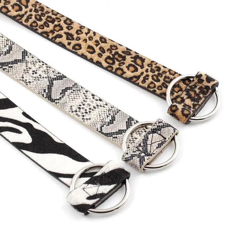 Leopard PU Leather Pattern 105cm Round Buckle Belt Women Trendy Dress Cute Classic Belts Stevvex