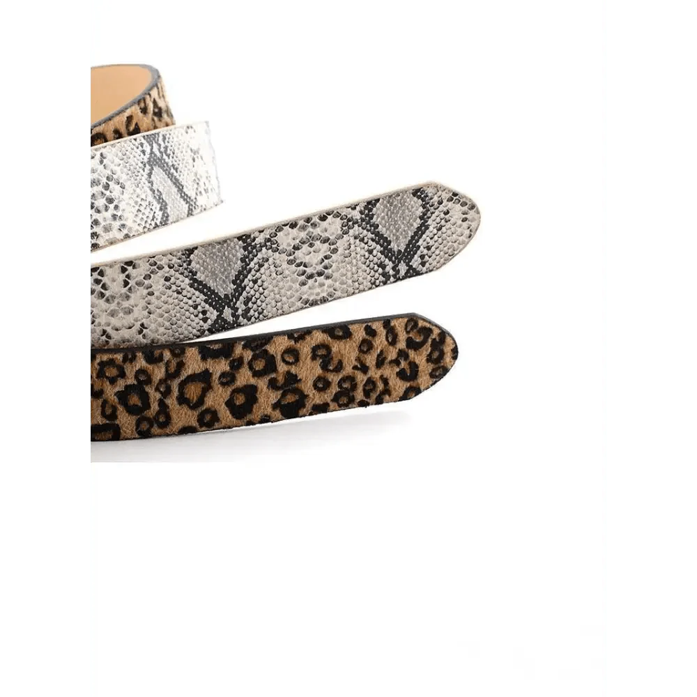 Leopard PU Leather Pattern 105cm Round Buckle Belt Women Trendy Dress Cute Classic Belts Stevvex