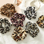 Leopard Velvet Scrunchies Hair Accessories For Women Girl Elastic Hair Ring Hair tie Ponytail Holder Rubber Hair Band Ponytail Holder Accessories for Women And Girls Stevvex