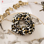 Leopard Velvet Scrunchies Hair Accessories For Women Girl Elastic Hair Ring Hair tie Ponytail Holder Rubber Hair Band Ponytail Holder Accessories for Women And Girls Stevvex