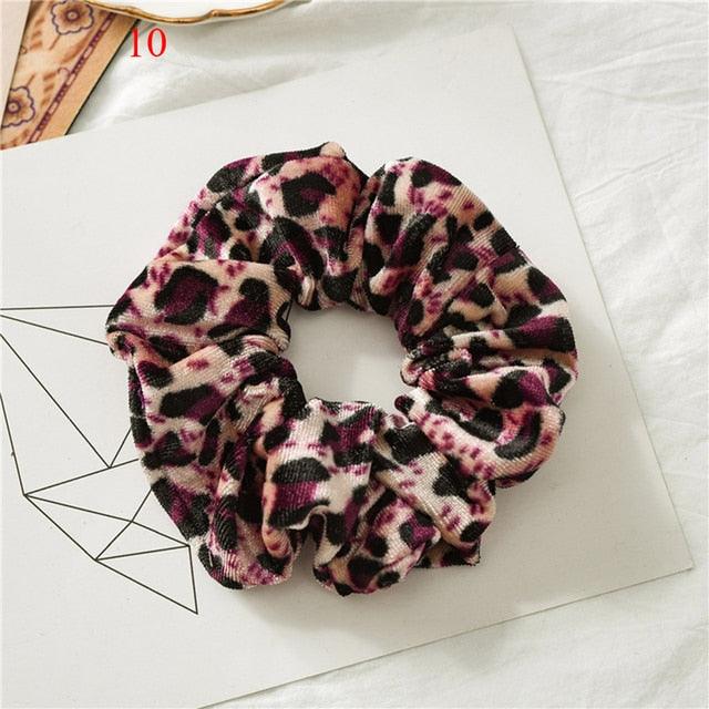 Leopard Velvet Scrunchies Hair Accessories For Women Girl Elastic Hair Ring Hair tie Ponytail Holder Rubber Hair Band Ponytail Holder Accessories for Women And Girls Stevvex