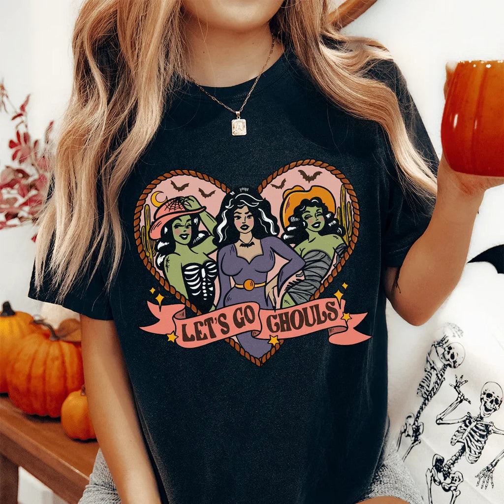 Lets Get Ghouls Tee Peachy Sunday