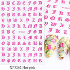 Letter 3D Decals Nail Art Stickers English Old Font Black Number Tattoo Nails Design Water Sliders Manicure Decoration 3D Nail Supplies Holographic Old English Character Nail Self-Adhesive Sticker English Font Design Manicure Decorations Accessories Stevvex