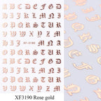 Letter 3D Decals Nail Art Stickers English Old Font Black Number Tattoo Nails Design Water Sliders Manicure Decoration 3D Nail Supplies Holographic Old English Character Nail Self-Adhesive Sticker English Font Design Manicure Decorations Accessories Stevvex