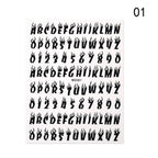 Letter 3D Decals Nail Art Stickers English Old Font Black Number Tattoo Nails Design Water Sliders Manicure Decoration 3D Nail Supplies Holographic Old English Character Nail Self-Adhesive Sticker English Font Design Manicure Decorations Accessories Stevvex