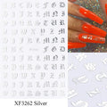 Letter 3D Decals Nail Art Stickers English Old Font Black Number Tattoo Nails Design Water Sliders Manicure Decoration 3D Nail Supplies Holographic Old English Character Nail Self-Adhesive Sticker English Font Design Manicure Decorations Accessories Stevvex