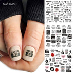 Letter Nail Water Decals With Inscriptions Sexy Girl  Black White Tattoo Slider English Alphabet Nail Decals Adhesive Letter 3D Nail Art Stickers for Women Girls Nail Decoration Manicure for Women Decorations Birthday Party Favor Gift Stevvex