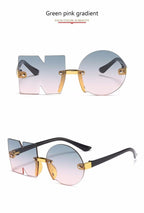 Letter NO Party Rimless Irregular Design Sunglasses For Men/Women Fashionable NO Sunglasses for Kids Oversize & Irregular Design Frameless Polygon Glasses For Children Stevvex