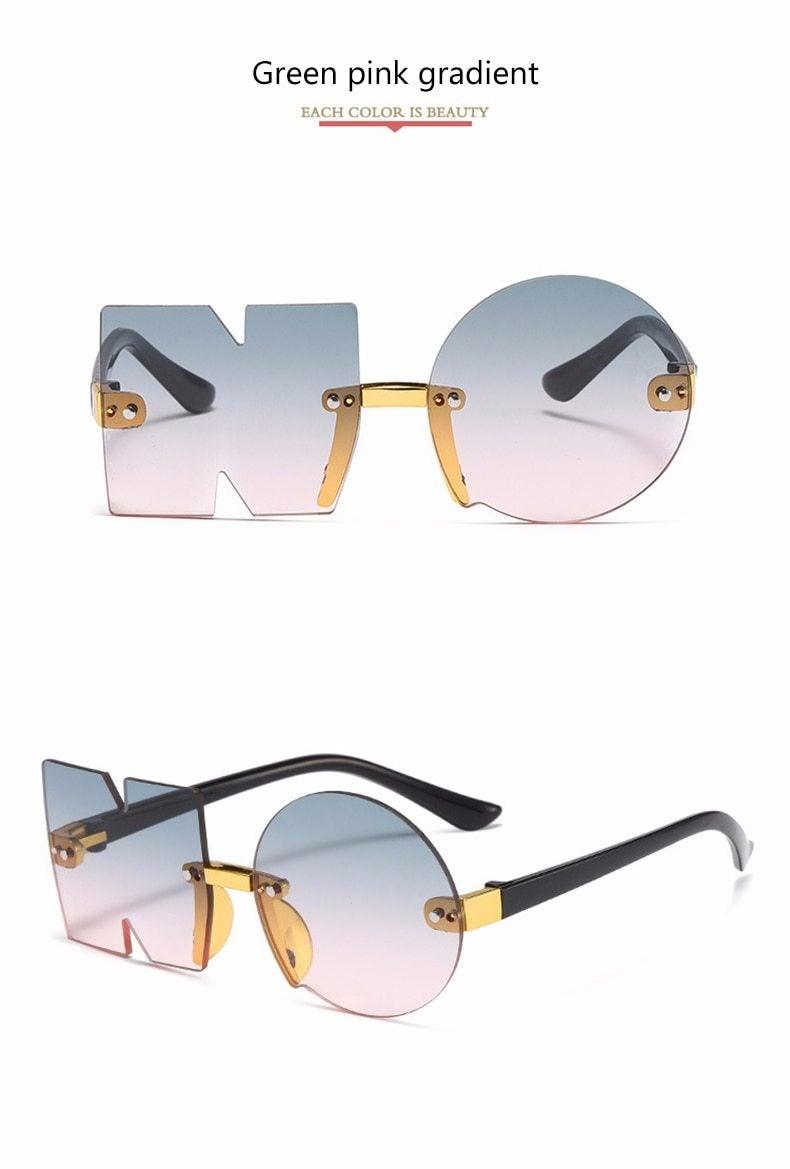 Letter NO Party Rimless Irregular Design Sunglasses For Men/Women Fashionable NO Sunglasses for Kids Oversize & Irregular Design Frameless Polygon Glasses For Children Stevvex