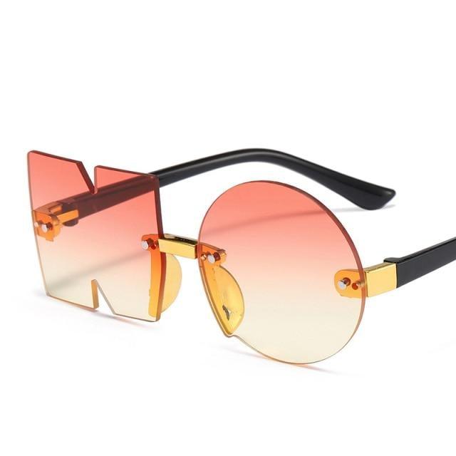 Letter NO Party Rimless Irregular Design Sunglasses For Men/Women Fashionable NO Sunglasses for Kids Oversize & Irregular Design Frameless Polygon Glasses For Children Stevvex
