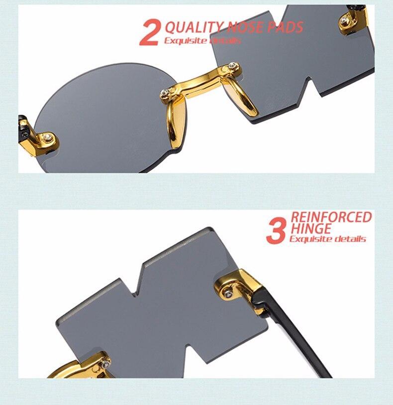 Letter NO Party Rimless Irregular Design Sunglasses For Men/Women Fashionable NO Sunglasses for Kids Oversize & Irregular Design Frameless Polygon Glasses For Children Stevvex